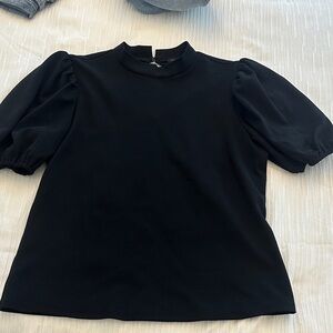Ann Taylor Black Puff Sleeve Blouse